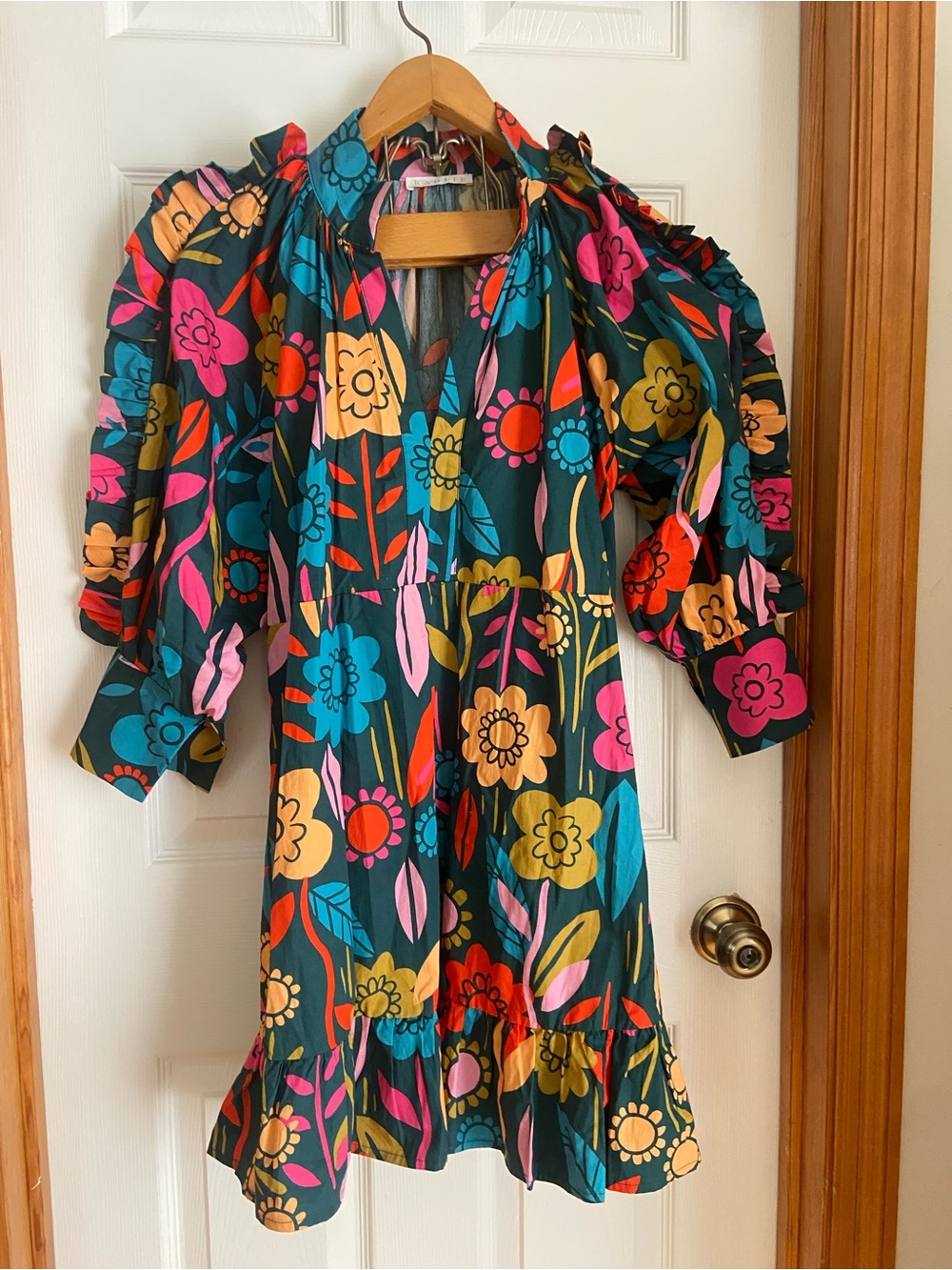 Karlie Floral Ruffle Dress Women’s Colorful Puff Sleeve Mini Dress - Picture 8 of 8